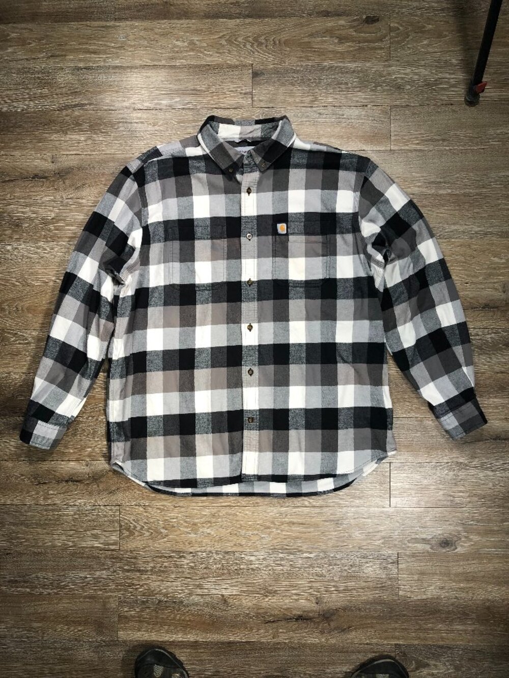 Carhartt Mens 2XL Rugged Flex Black Grey White Plaid Flannel 104448 075